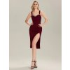 Společenské midi šaty vínové červené – Isadora (přední pohled)