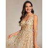 Večerní šaty zlaté tylové s flitry midi – Ever Pretty EG02106GD