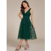Večerní šaty smaragdové tylové s flitry midi – Ever Pretty EG02106DG