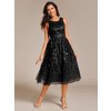 Večerní šaty černé tylové třpytivé midi – Ever Pretty EG20736BK