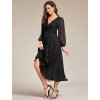 Společenské šaty černé třpytivé midi s rukávem – Ever Pretty EE01977BK