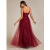 Večerní šaty vínově červené dlouhé tylové s korzetem a princeznovskou sukní – Ever Pretty EE01952BD