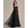 Šaty do tanečních černé dlouhé tylové s flitry a princeznovskou sukní – Ever Pretty EE01952BK40