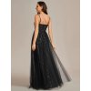 Večerní šaty černé dlouhé tylové s flitry a princeznovskou sukní – Ever Pretty EE01952BK40