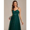 Šaty na svatbu smaragdově zelené dlouhé tylové s korzetem a princeznovskou sukní – Ever Pretty EE01952DG