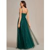 Večerní šaty smaragdově zelené dlouhé tylové s korzetem a princeznovskou sukní – Ever Pretty EE01952DG