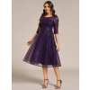 Společenské midi šaty fialové – Natalia (detail sukně)