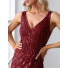 Šaty na svatbu vínově červené dlouhé tylové s flitry a třpytivým vzorem – Ever Pretty EP07886BD