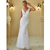 Elegantní svatební šaty bílé tylové s flitry a třpytivým vzorem – Ever Pretty EP07886WH