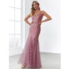 Společenské dlouhé šaty starorůžové – Dione (celkový pohled)