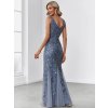 Společenské dlouhé šaty modrošedé – Dione (zadní pohled)