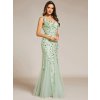Společenské dlouhé šaty mátové zelené – Dione (celkový pohled)