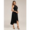 Šaty na večírek černé asymetrické s halter výstřihem – Ever Pretty EG31927BK
