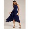 Společenské šaty tmavě modré asymetrické s halter výstřihem – Ever Pretty EG31927NB