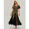 Společenské šaty černozlaté dlouhé tylové s flitry – Ever Pretty EE02547KG