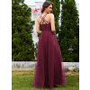 Šaty do tanečních vínově červené dlouhé tylové s áčkovým střihem – Ever Pretty ESS0056BD