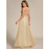 Společenské dlouhé šaty béžové – Bellisima (zadní pohled)