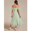 Večerní šaty mátové společenské šaty se spadlými rukávy - EG02103MG | Modion.cz