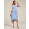 Společenské midi šaty ledově modré – Sophia (celkový pohled)