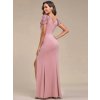 Elegantní šaty starorůžové dlouhé s rozparkem a flitry – Ever Pretty EM01669DR