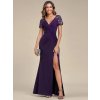 Společenské šaty dlouhé fialové žerzejové s flitry – Ever Pretty EM01669DP, prodává Modion.cz