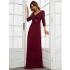 Plesové šaty červené vínové dlouhé třpytivé rukávy - EP00751BD | Modion.cz