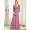 Společenské šaty dlouhé růžové šifonové flitrové zdobení – Ever Pretty EP00751OD, prodává Modion.cz