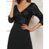 Elegantní šaty černé dlouhé šifonové s flitry a tříčtvrtečním rukávem – Ever Pretty EP00751BK