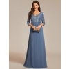 Společenské dlouhé šaty modrošedé – Tallulah (celkový pohled)