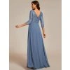 Společenské dlouhé šaty modrošedé – Tallulah (zadní pohled)