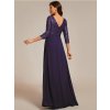 Večerní šaty fialové dlouhé třpytivé rukávy - EP00751DP | Modion.cz