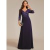 Společenské šaty dlouhé fialové šifonové s flitrovým zdobením – Ever Pretty EP00751DP, prodává Modion.cz
