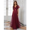 Plesové šaty dlouhé červené tylové – Ever Pretty EP07962BD, prodává Modion.cz