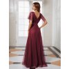 Vínové červené dlouhé večerní šaty z jemného tylu - EP07962BD | Modion.cz