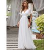 Šaty pro nevěstu bílé dlouhé tylové na převlečení po obřadu – Ever Pretty EP07962WH