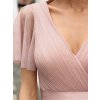 Elegantní šaty světle růžové dlouhé tylové s krátkým rukávem a áčkovým střihem – Ever Pretty EP07962PK