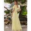 Večerní šaty žluté dlouhé tylové s krátkým rukávem a áčkovým střihem – Ever Pretty EP07962YL