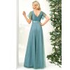 Modrozelené dlouhé večerní šaty z jemného tylu - EP07962DB | Modion.cz