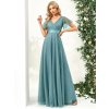 Modrozelené dlouhé šaty na svatbu z jemného tylu - EP07962DB | Modion.cz
