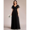 Šaty na svatbu dlouhé černé tylové – Ever Pretty EP07962BK, prodává Modion.cz