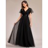 Černé dlouhé společenské šaty z jemného tylu - EP07962BK | Modion.cz