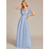 Ledově modré dlouhé společenské šaty z jemného tylu - EP07962IB | Modion.cz