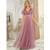 Starorůžové dlouhé plesové šaty z jemného tylu - EP07962OD | Modion.cz