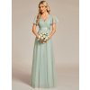 Světle zelené mátové dlouhé společenské šaty na svatbu z jemného tylu - EP07962MG | Modion.cz