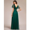 Tmavě zelené smaragdové dlouhé večerní šaty z jemného tylu - EP07962DG | Modion.cz