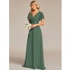 Společenské šaty na svatbu zelené eukalypt dlouhé šifonové splývavé - EP09890EU | Modion.cz