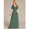 Večerní šaty světle zelené mátové dlouhé šifonové s krátkým rukávem – Ever Pretty EP09890EU