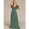 Společenské šaty světle zelené mátové dlouhé šifonové s krátkým rukávem – Ever Pretty EP09890EU