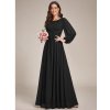 Šaty na svatbu dlouhé černé šifonové s dlouhým rukávem – Ever Pretty ES0106BBK, prodává Modion.cz
