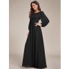 Plesové šaty černé dlouhé šifonové s dlouhým rukávem – Ever Pretty ES0106BBK